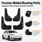Black molded splash flap fender guards with precise mounting points and tabs.
