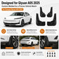 Four black splash flap fender guards designed to match vehicle wheel openings.