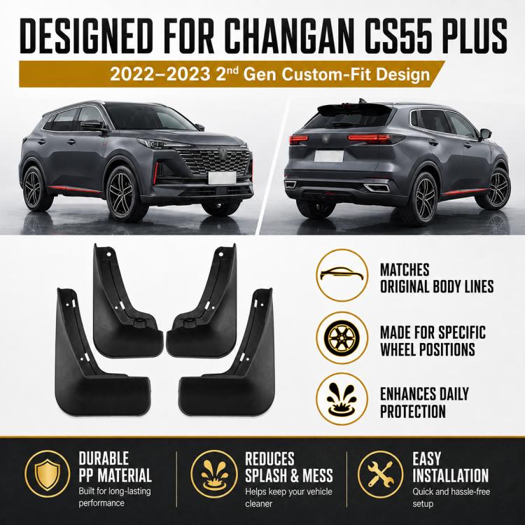 4pcs/Set Car Wheel Splash Flaps Fender Guard, For Changan CS55 PLUS 2022-2023
