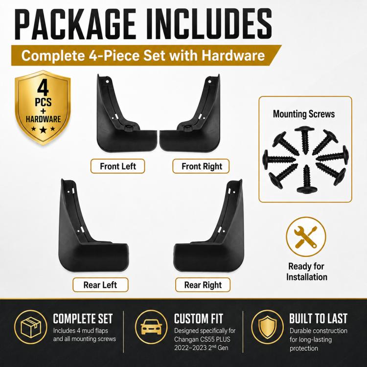 4pcs/Set Car Wheel Splash Flaps Fender Guard, For Changan CS55 PLUS 2022-2023