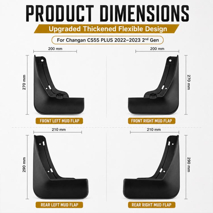 4pcs/Set Car Wheel Splash Flaps Fender Guard, For Changan CS55 PLUS 2022-2023