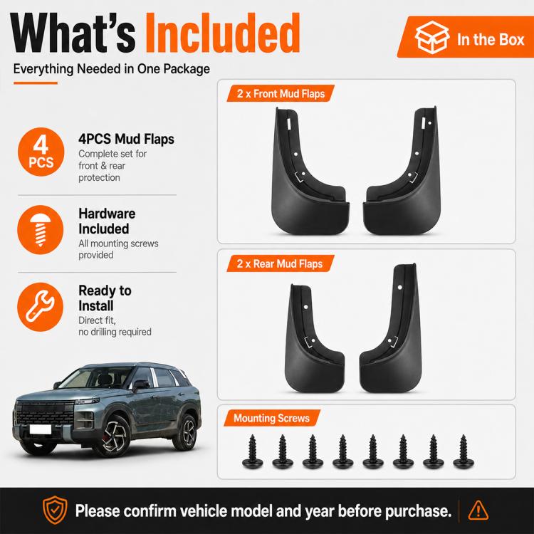 4pcs/Set Car Wheel Splash Flaps Fender Guard, For Chery Jaecoo 7 2023-2025