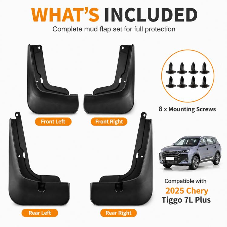 4pcs/Set Car Wheel Splash Flaps Fender Guard, For Chery Tiggo 7L PLUS 2025