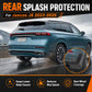 Rear wheel black mud flap splash guard with curved coverage and mounting holes