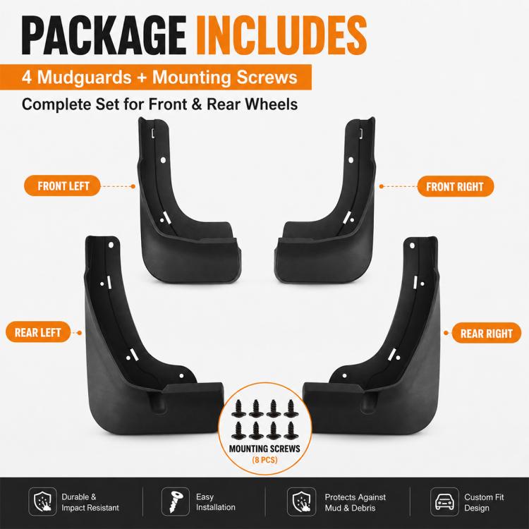4pcs/Set Car Wheel Splash Flaps Fender Guard, For Chery Tiggo 9X 2026