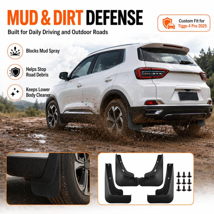 4pcs/Set Car Wheel Splash Flaps Fender Guard, For Chery Tiggo 4 Pro 2025
