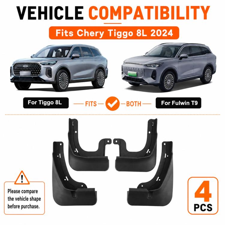 Black 4-piece mudguard set for vehicle-specific wheel fitment