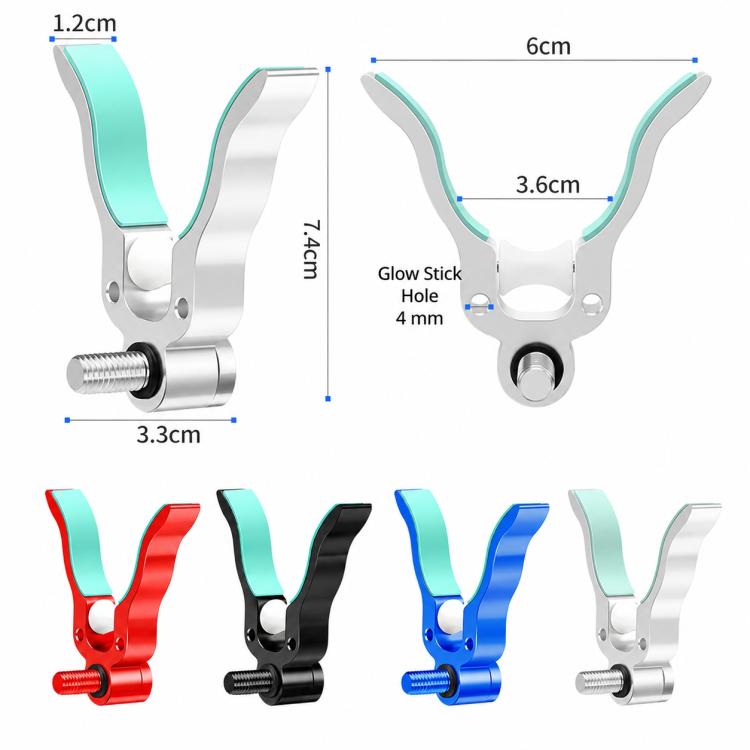 U-shaped fishing rod holder with roller, teal accent on silver bracket (multiple sizes)