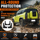 Black all-round mud flap set for off-road protection with splash blocking coverage