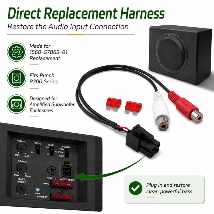 Car Audio Data Input Connection Cable Compatible with Punch P300 Series, Data Input Connection Cable