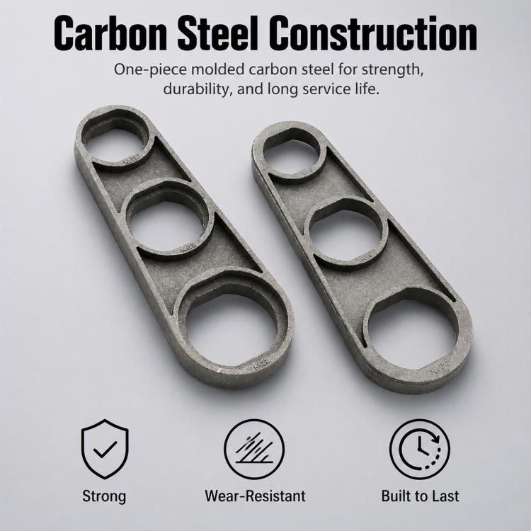 Pair of carbon-steel faucet bubble wrenches with three circular sockets each