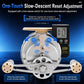 Fishing reel with digital display and one-touch slow-descent reset adjustment knob