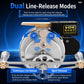 Fishing reel with dual line-release modes switch and digital control display