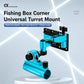 Blue folding corner fishing box rod holder turret mount with wall bracket plate