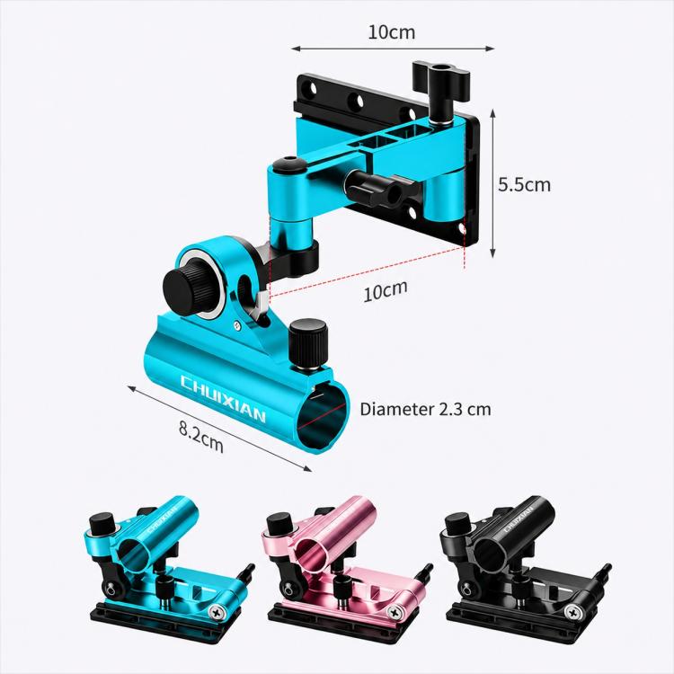 Blue folding rod holder turret mount with adjustable arm and clamp base
