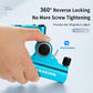 Blue reverse-locking knob on folding rod holder turret base