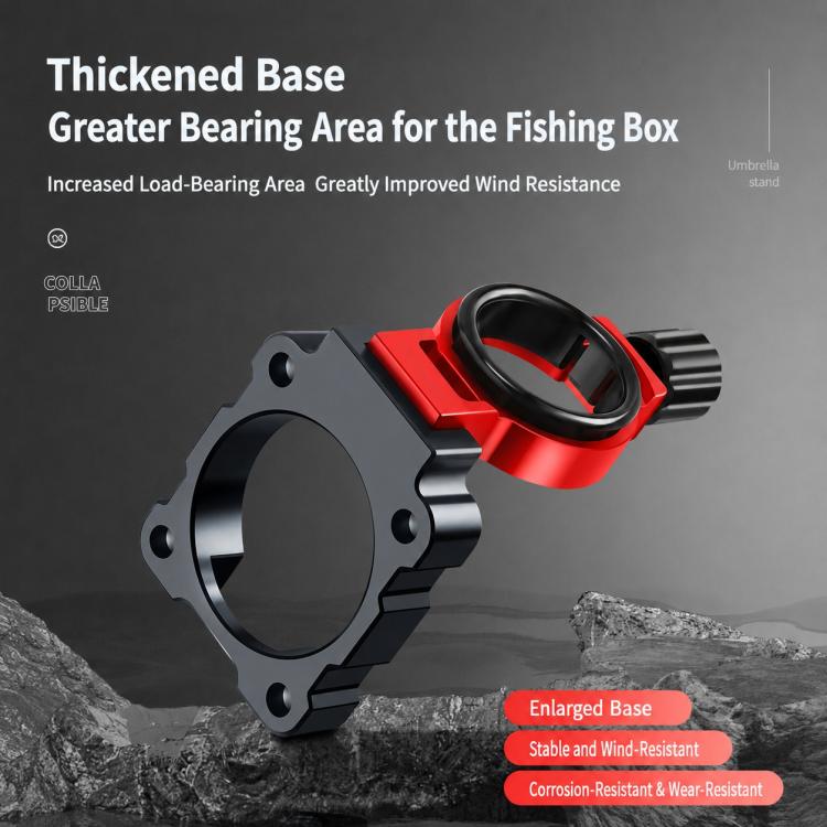 Red and black umbrella holder mount, thick base with oval ring opening