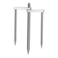 Umbrella ground stake with 3-prong metal pegs and threaded screw interface, silver