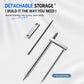 Chrome ground stake set with detachable storage rail and two stake prongs