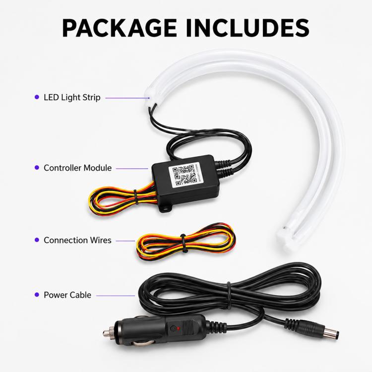 LED color-changing light strip kit with controller module and wiring harness