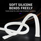 Flexible white silicone LED light tube in a curved loop shape