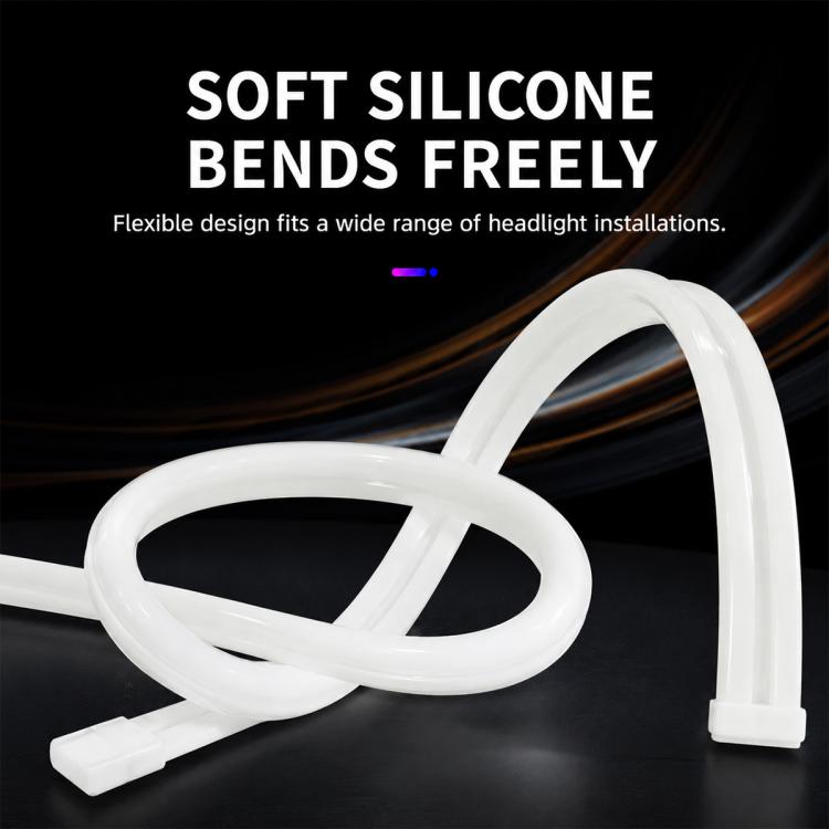 Flexible white silicone LED light tube in a curved loop shape