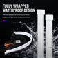Waterproof LED light strip with raindrop protection and two tube sections