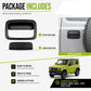 Rear door handle cover kit: matte black outer frame and lower cover piece