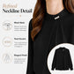 Mock-neck blouse neckline with triple pearl buttons and pleated front