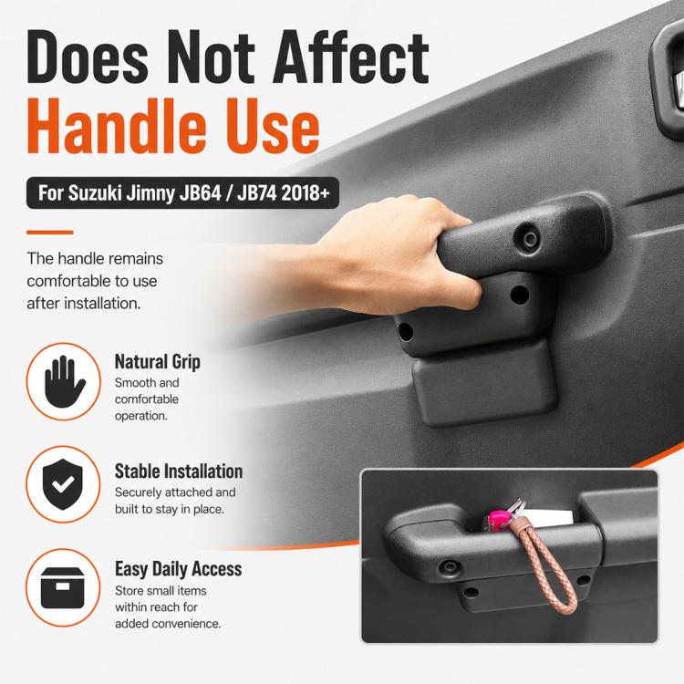 Installed car door slot storage box with smooth handle area for comfortable grip