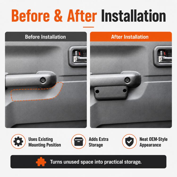 Car door slot storage box added to the handle area for compact, secure organization