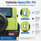 Silver upper and lower hinge cover pieces with vehicle-specific shaped fit