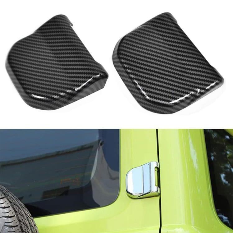 Carbon fiber style door hinge protective covers with textured black pattern