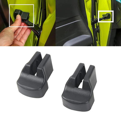 Set of two black molded car door limiter clips