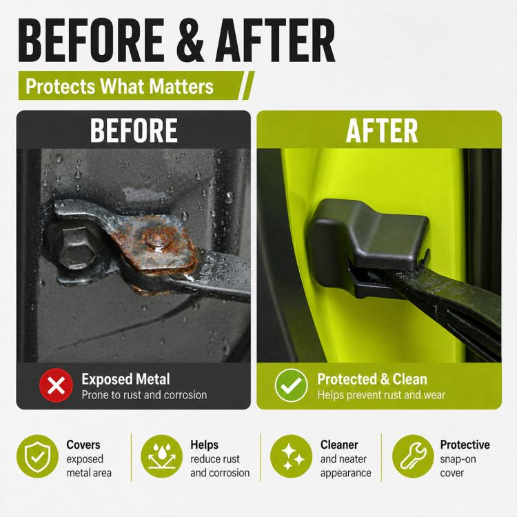Black door limiter clip covering check arm area to help prevent rust