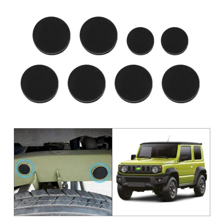 Set of 8 black round dust plug covers for chassis beam holes