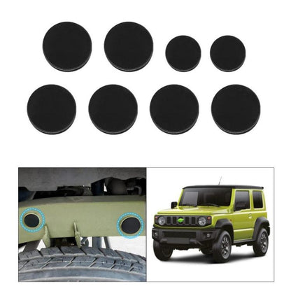 Set of 8 black round dust plug covers for chassis beam holes