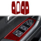 Set of 4 carbon-fiber window lift panel stickers, red trim with switch cutouts.