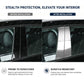 Before-and-after view of mirror-finish B-pillar stickers covering the door pillar