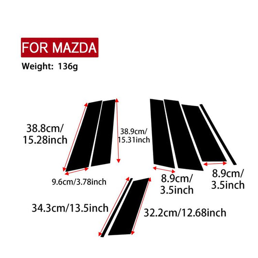 For Mazda CX-50 2022-2024 8pcs/Set Car B-Pillar Piano Black Finish Style Sticker, B-Pillar Piano Black Finish Style