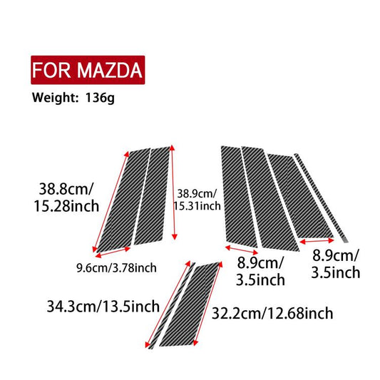 For Mazda CX-50 2022-2024 8pcs/Set Car B-Pillar Carbon Patterned Style Sticker, B-Pillar Carbon Patterned Style