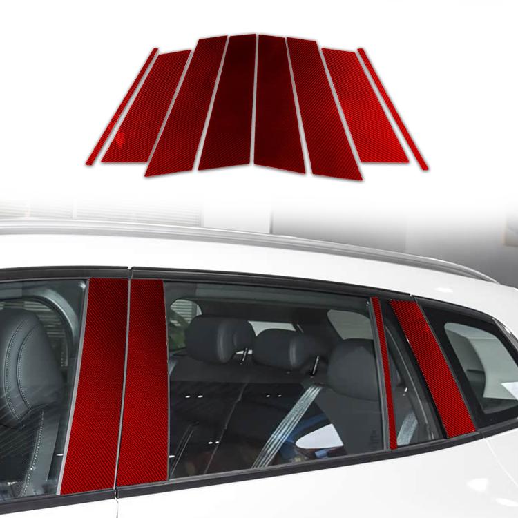Red carbon fiber style B-pillar trim stickers, 8-piece set for Mazda CX-50