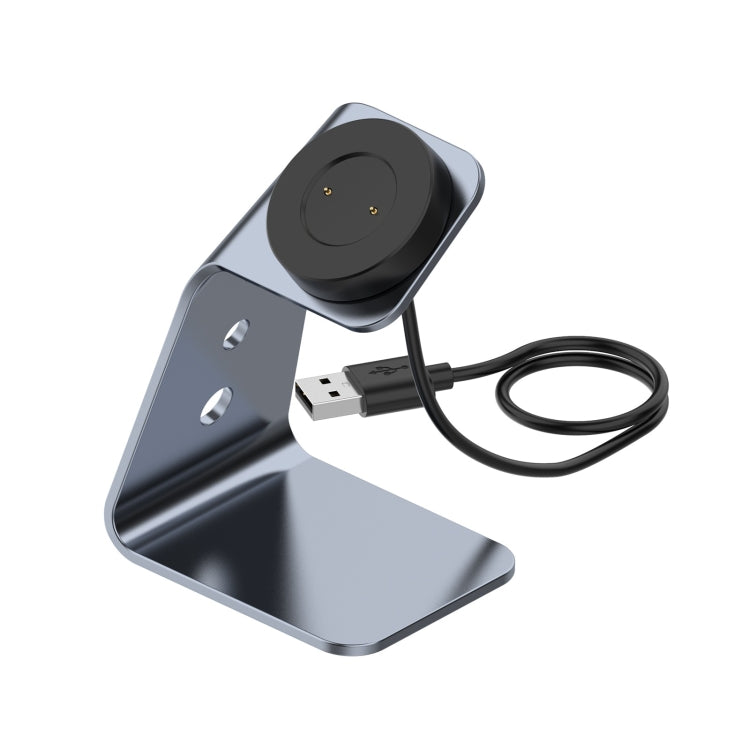 Grey magnetic charging dock stand with USB cable and round magnetic charger pad