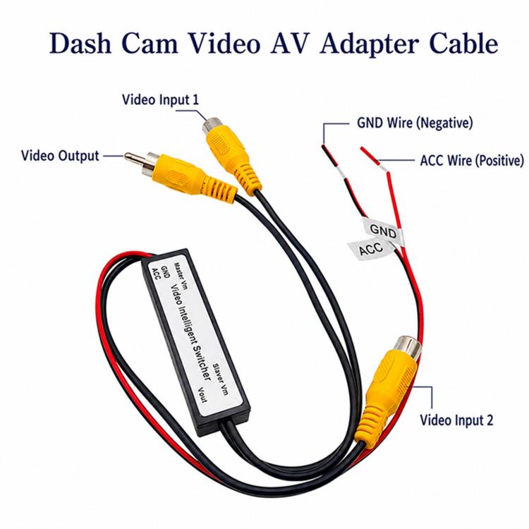 Dash Camera 2 In 1 Out HD Video Adapter Cable, 2 In 1 Out Video Adapter Cable