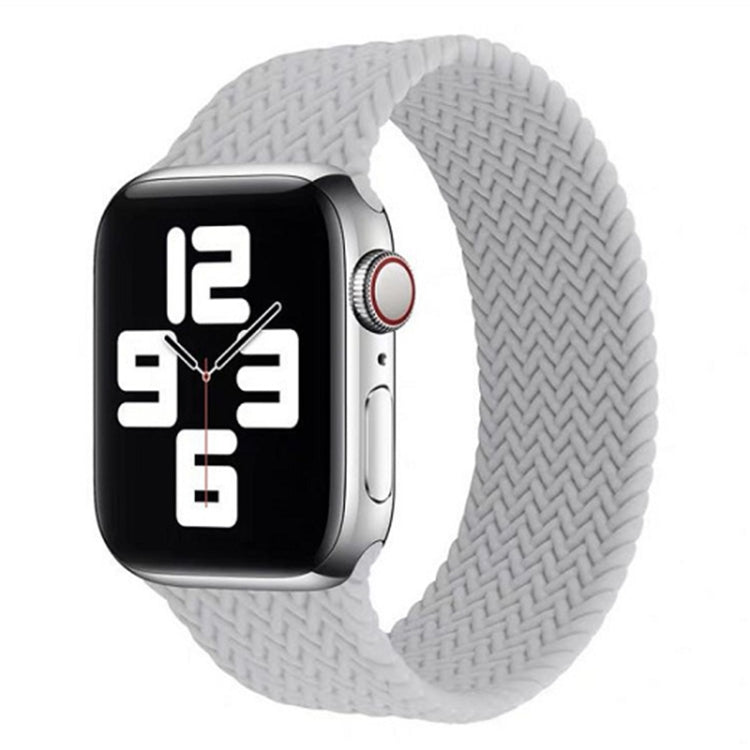 Light gray woven silicone watch band with smartwatch attached