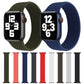 Woven silicone Apple Watch band color options, chevron weave swatches in multiple shades