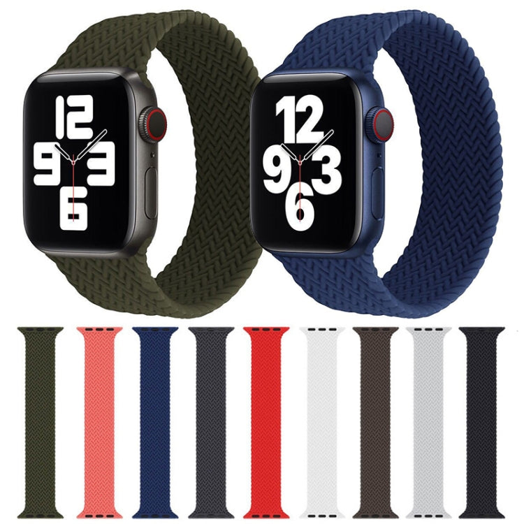 Woven silicone Apple Watch band color options, chevron weave swatches in multiple shades