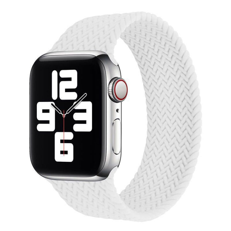 Woven silicone watch band for Apple Watch, white, single-turn chevron weave