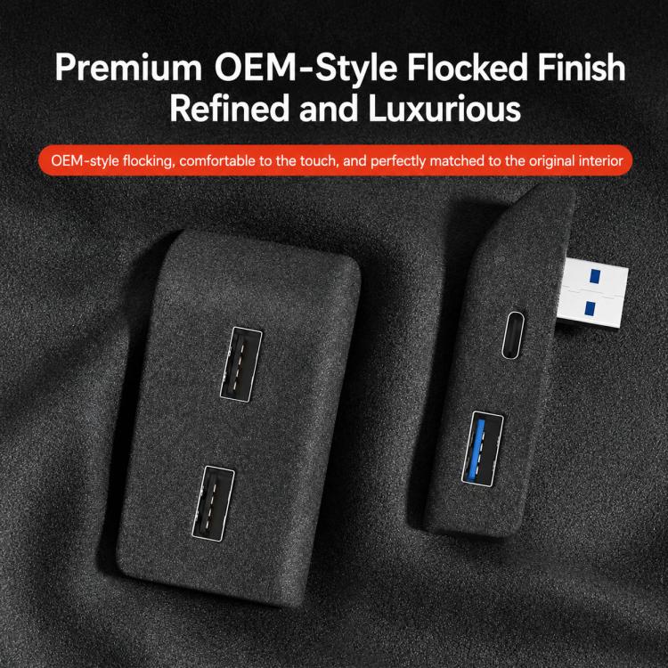 Two black flocked glove box expansion hubs with USB ports, side-by-side