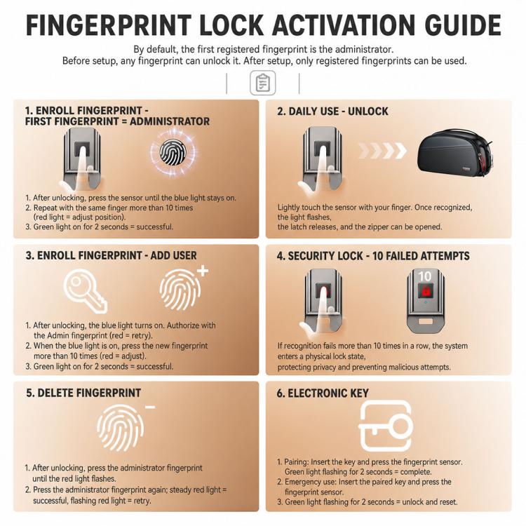 Yesido WB63 Fingerprint Lock Organizer Handbag, WB63